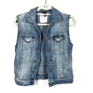 J crew distressed denim vest